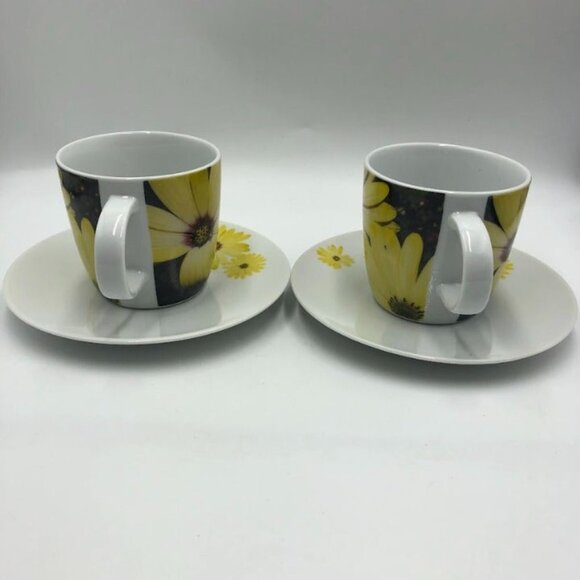 Loveramics Flowertime Set of 2 Teacups and Saucers Sunflower Theme Ceramic Mugs - Picture 6 of 12